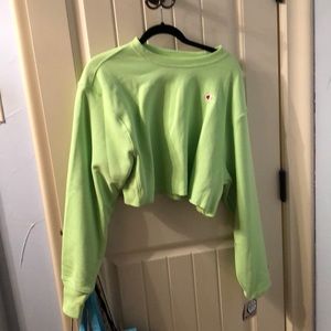 Cropped lime green champion sweatshirt